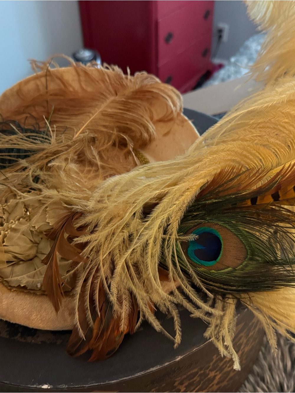Renaissance Feathered Hat with Peacock feather